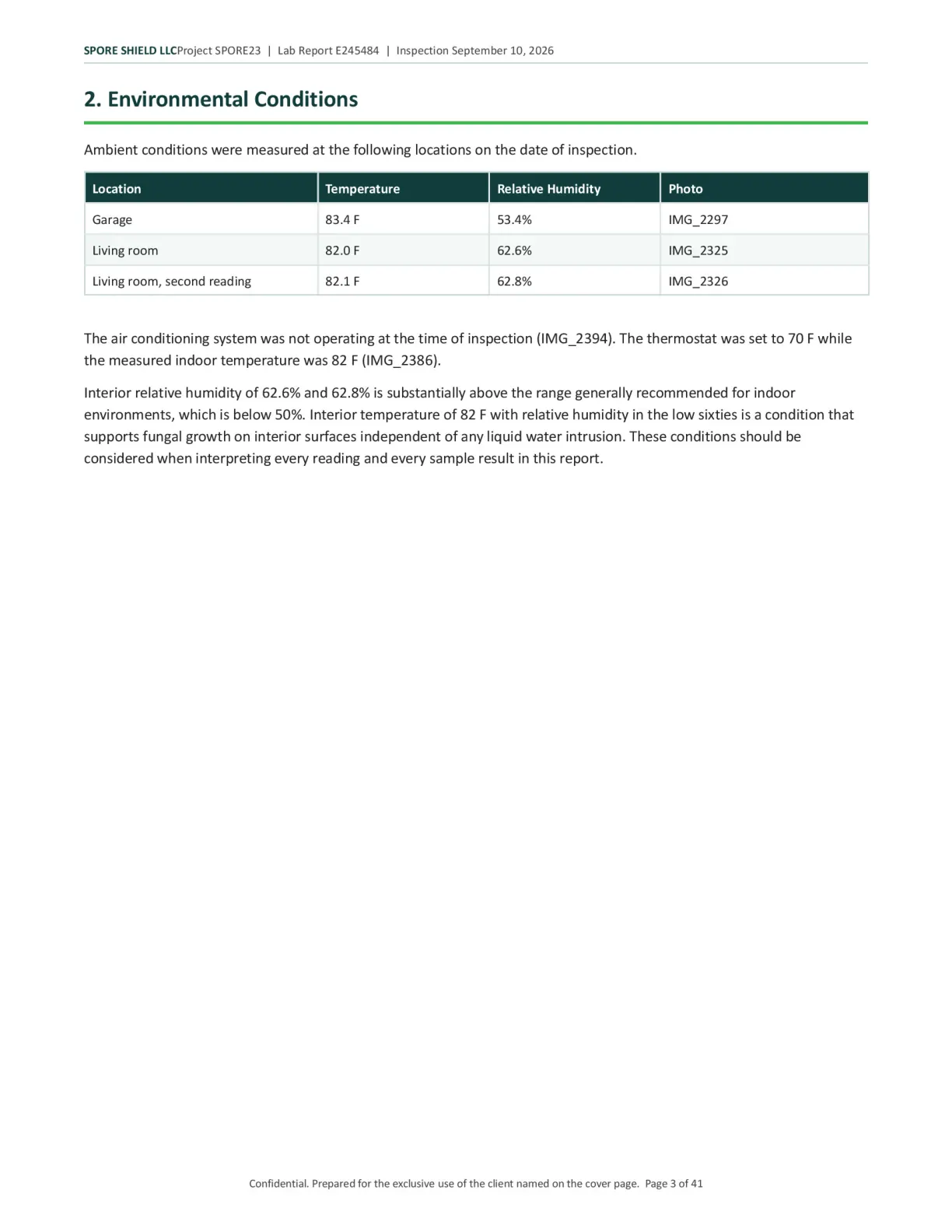 Sample inspection report, page 4 of 61