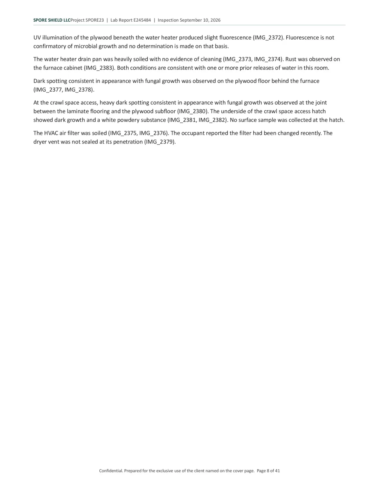 Sample inspection report, page 9 of 61