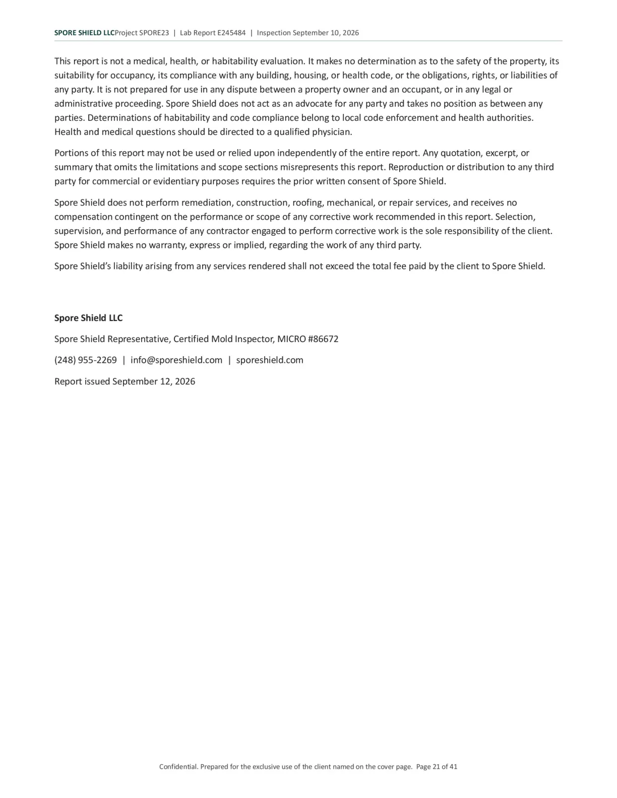 Sample inspection report, page 22 of 61