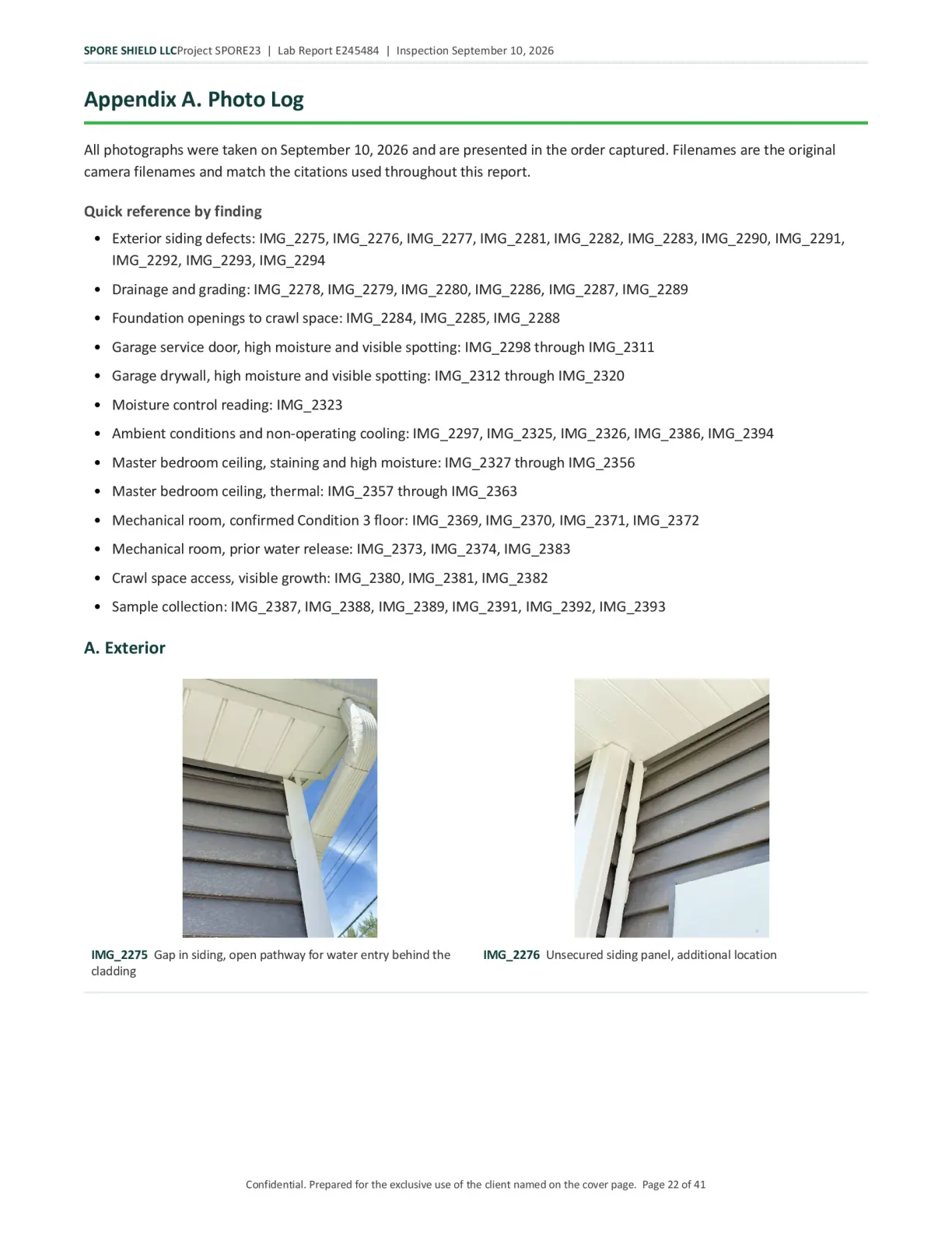 Sample inspection report, page 23 of 61