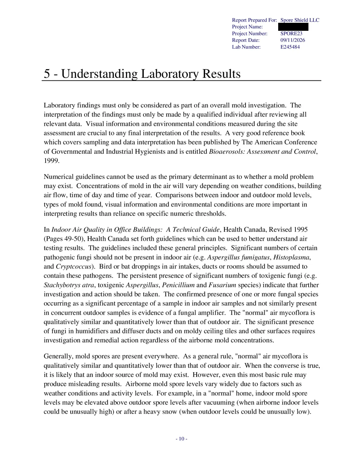 Sample inspection report, page 52 of 61