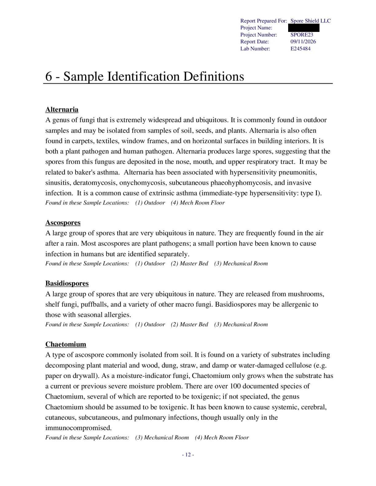 Sample inspection report, page 54 of 61