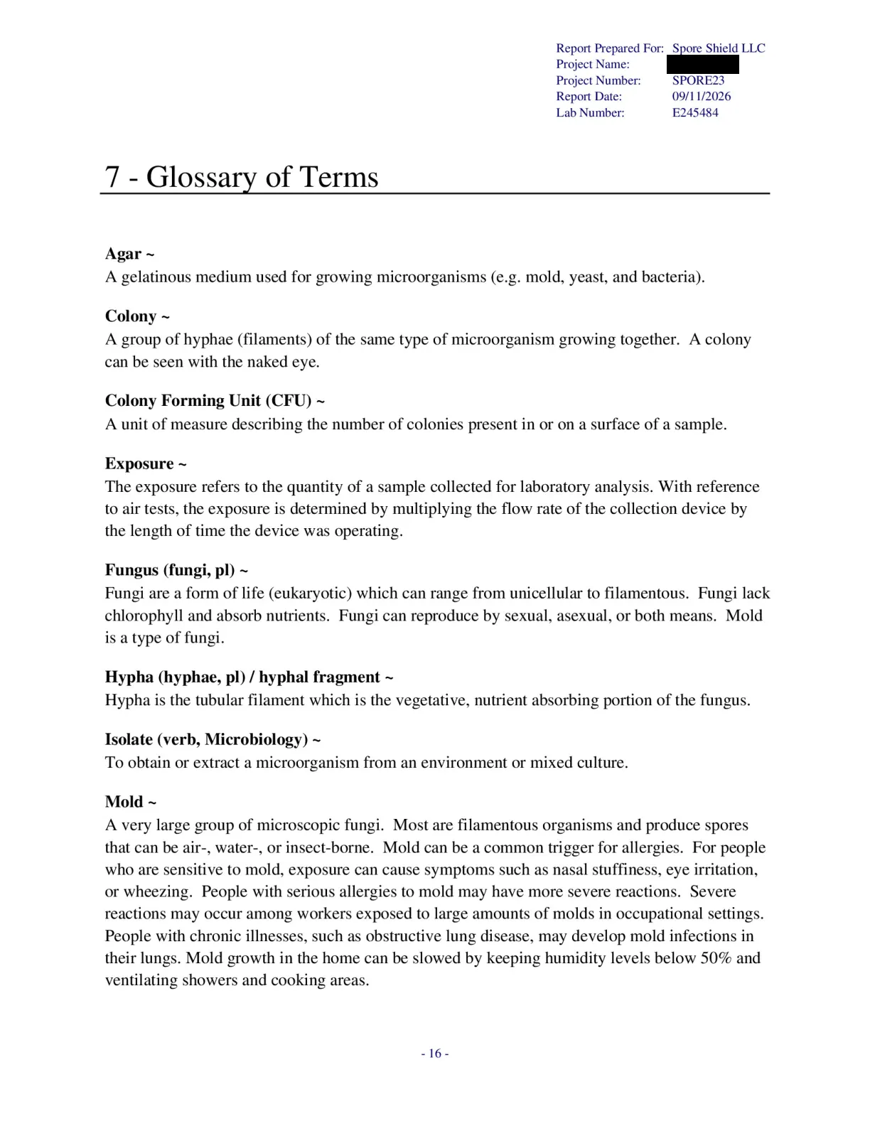Sample inspection report, page 58 of 61