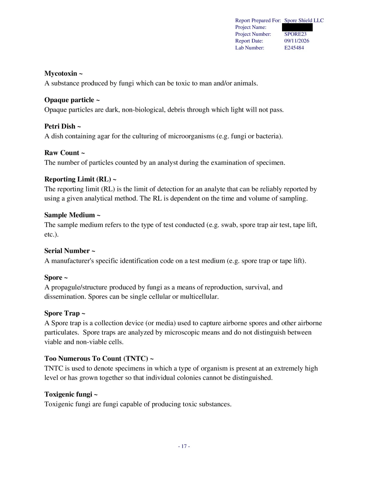 Sample inspection report, page 59 of 61
