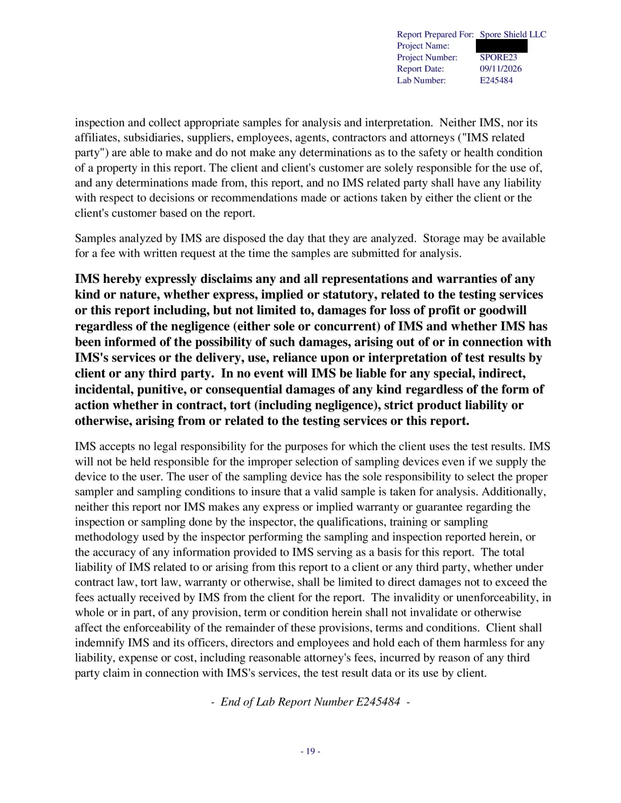 Sample inspection report, page 61 of 61